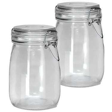 Imagem de Kit 3 Potes De Vidro Hermético 1l Tampa Vedação Conserva