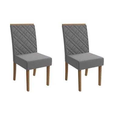 Imagem de Cadeira de Cozinha Gardênia 2CAD149 Madeirado Kit 2 Un Canela/Suede Cinza - Kappesberg