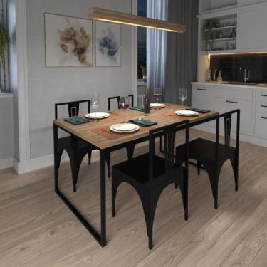 Imagem de Mesa De Jantar Para 4 Lugares Industrial Retangular 160x90cm - E-LED B