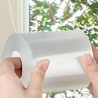 Imagem de Sunroda Fita de vedação de janela 7,5 cm x 80,5 m, isolamento transparente, impermeável, nano rascunho, fita de isolamento para janelas e banheiros, aberturas laterais de vidro de chuveiro