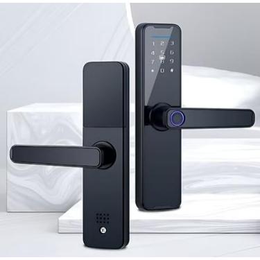 Imagem de Fechadura Eletrônica Digital Com Biometria Bluetooth Chave Senha Cartao