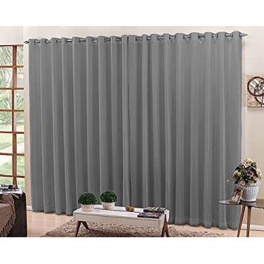 Imagem de Cortina De Varão Voil Cinza 7,00x2,80 Forro Microfibra