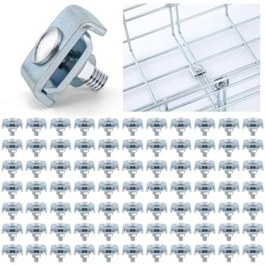 Imagem de Zonon Kit de arruela de emenda de 100 clipes de parede, kit de prateleira de arame de bandeja de cabos de malha, braçadeira de junta reforçada para bandeja de cabos de malha de arame, conector de