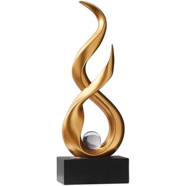 Imagem de AWNR Estátuas de decoração abstrata art déco para casa, prateleiras, mesa, sala de estar, sala de jantar, decoração moderna de casas à venda (ouro B)