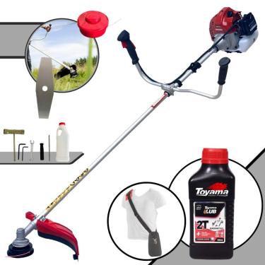 Imagem de Roçadeira Máquina de Corta Grama Kawashima BCJ620L À Gasolina 62cc 3HP de Potência 10.000rpm + Lâmina Facão + Carretel + ÓLEO TOYAMA 2 Tempos