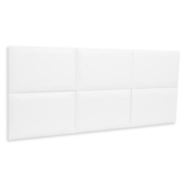 Imagem de Cabeceira Casal Kit 6 Placas Modelo Retangular - Courino Branco