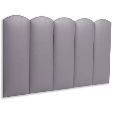 Imagem de Cabeceira Solteiro Kit 5 Placas Modelo Nuvem - Courino Cinza
