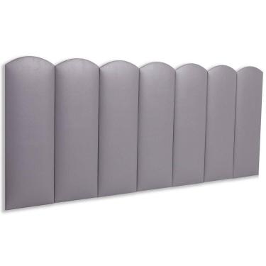 Imagem de Cabeceira Casal Kit 7 Placas Modelo Nuvem - Courino Cinza