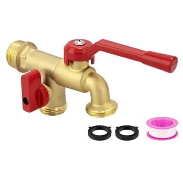 Imagem de Torneira externa dupla de latão, torneira de água de jardim de 3/4 polegadas, torneira externa à prova de ferrugem e geada, para mangueira de jardim, casa, varanda