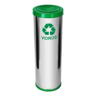 Imagem de Lixeira Em Aço Inox Com Tampa Meia Esfera Pintada 30 Litros