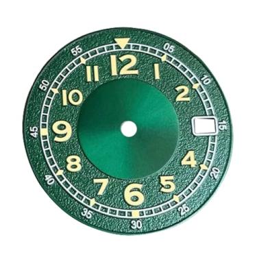 Imagem de Mostrador de relógio digital não marcado de 29 mm com letras luminosas adequadas para NH35 NH36 mostrador de relógio mostrador de relógio de metal preto e verde