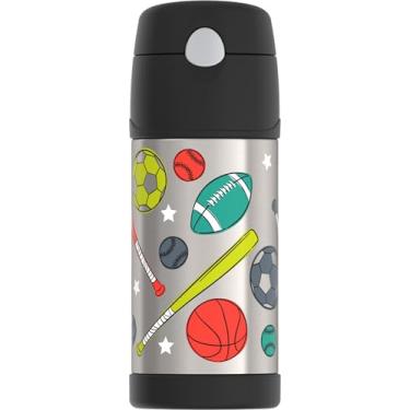 Imagem de THERMOS FUNTAINER Garrafa de água com canudo - 340 g, esportes - Garrafa de água infantil isolada a vácuo de aço inoxidável com tampa