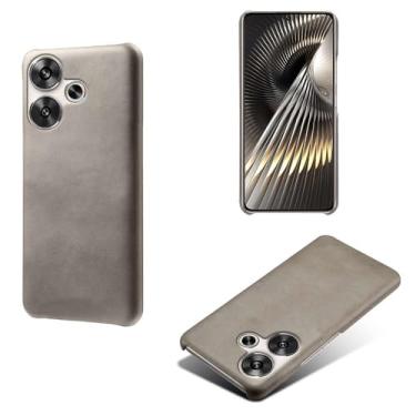 Imagem de Capa para Xiaomi POCO F6 5G,Proteção contra quedas,Casca de volta de cor sólida simples,Design de couro de imitação de plástico-Gray