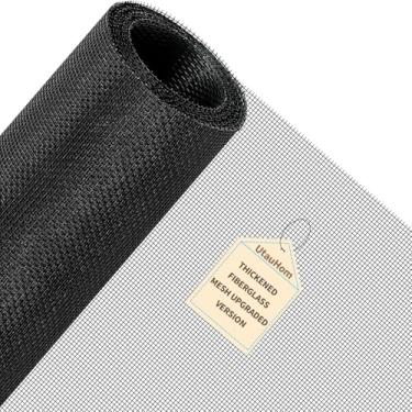 Imagem de UtauHom Malha de tela de janela, 120 x 250 cm, preta, tela de fibra de vidro durável ajustável DIY para janelas e portas, fácil de instalar para pátio, porta deslizante, varanda e ventilação doméstica
