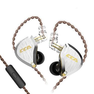 Imagem de CCA Monitor Intra-Auricular C12, 5Ba + 1Dd De Cada Lado, Fone Ouvido Hifihear Com Isolamento Ruído Iem, Placa Frontal Liga Zinco, Cavidade Resina, Cabo Destacável 2 Pinos 0,75 Mm (Com Microfone, Dou