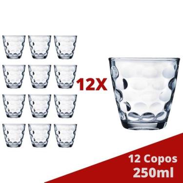 Imagem de Jogo com 12 Copos de Vidro Transparente Bangkok 250ML Água - WELLMIX, 