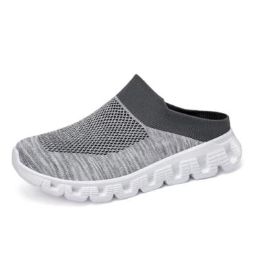 Imagem de Jakcuz Tênis masculino Mules frente única, respirável, aberto nas costas, casual, chinelos masculinos, Cinza, 9.5 Narrow
