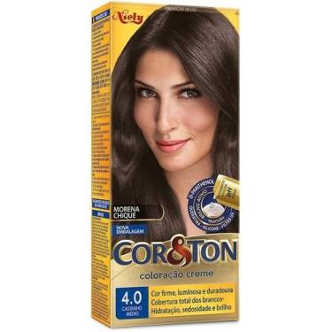 Imagem de Kit Tintura Cor & Ton 4.0 Castanho Medio 180 G, Niely