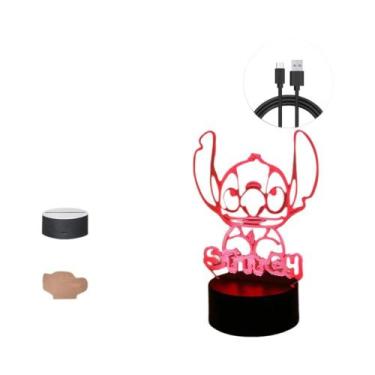 Imagem de Luz Noturna 3D Stitch Com Controle Remoto, Lâmpada Decorativa De Toque