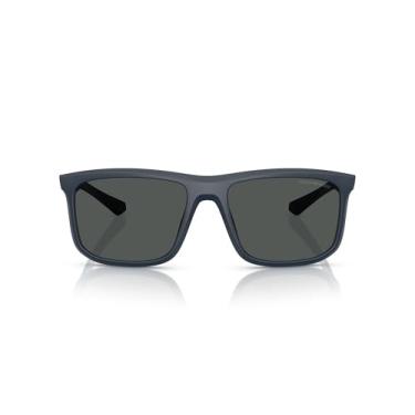 Imagem de Emporio Armani Óculos de sol masculinos quadrados de ajuste universal Ea4234u, Azul fosco/cinza escuro, 57 mm