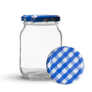 Imagem de Conjunto de 5 Potes de Vidro de 268ml com Tampa Metálica Cores (Azul)