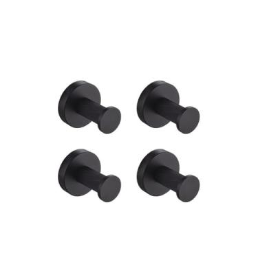 Imagem de Toalheiro serrilhado preto fosco, suporte para papel, barra para toalhas, porta-copos, escova de vaso sanitário, acessórios de banheiro de parede em aço inoxidável, 4 ganchos para roupão