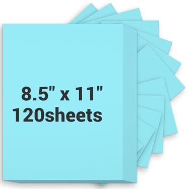 Imagem de Cartolina azul 8,5 x 11, papel grosso para impressora 34 kg/200 gsm, 120 folhas de cartolina azul, cartão pesado, papel de arte para convites, cartões faça você mesmo, cartões de visita, menus