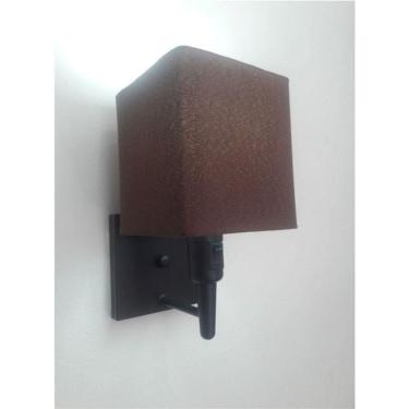 Imagem de Arandela Quadrada Vivare Md-2019 Base Preto Com Interruptor Cúpula Em Tecido - Bivolt Preto-café 127-220v