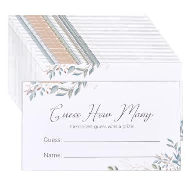 Imagem de SUPERFINDINGS 60 peças Guess How Many Cards Convites 5 cm Shower Game Cards Wedding Game Card para chás de panela, casamentos, revelações de gênero e chás de bebê