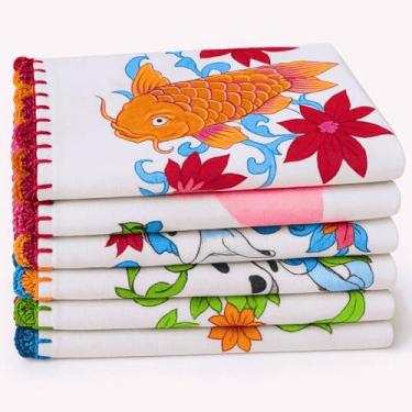 Imagem de Flabom Têxtil, 12 Panos de Prato com Crochê Extra 48x75 com estampa sortido - 100% algodão 12 tramas Limpeza Cozinha