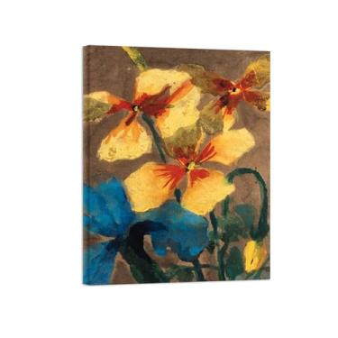 Imagem de Flores Pintura em tela Famosa Pintura Reprodução-Quadros para sala de estar-Amarílis amarela e azul-Pôster pronto para pendurar Tela Embrulhada 60x80cm