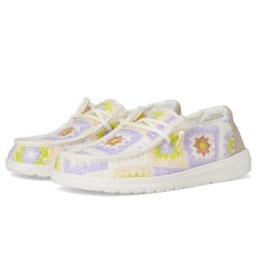 Imagem de HEYDUDE Mocassim feminino de crochê Wendy Cottage, Garça/Lavanda/Multi, 38
