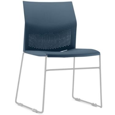 Imagem de Cadeira Empilhável Fixa Link F02 Base Aço Cinza Azul - Lyam Decor