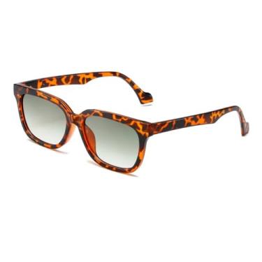 Imagem de HPIRME Óculos de sol femininos retrô com gradiente UV400, óculos escuros punk masculinos (verde-leopardo)