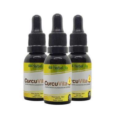 Imagem de Curcuvita Para Dores 03 Frascos de 30ml 12 Gotas Dia - Herbal Vita