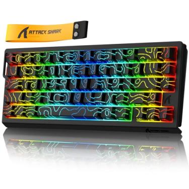 Imagem de MAMBASNAKE Teclado De Gatilho Rápido Attack Shark X68 He 8000Hz, Precisão Rt De 0,01 Mm, Teclado Para Jogos Com Fio, Com Interruptor Magnético, Atuação Ajustável, Gatilho Rápido, Toque Rápido, Ilumi