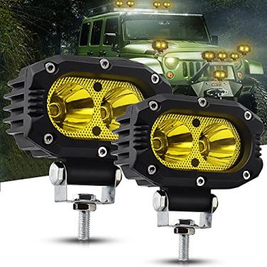 Imagem de Vooda Faróis de neblina LED de 10 cm 8200LM 3000K Cubo de LED à prova d'água IP68 off-road 4x4 Backup para carros, motocicletas, ATV, UTV, SUV, barco. (âmbar)
