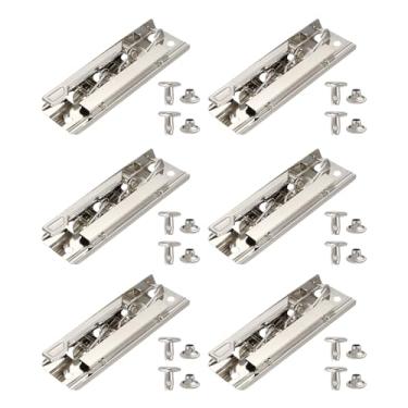 Imagem de PATIKIL Clipes de prancheta de metal de 9 cm, pacote com 6 clipes montáveis tipo alavanca de alta aderência, grampo de molas fortes com 12 rebites para escritório, casa, prata