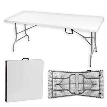Imagem de BODEN Mesa Dobrável Portátil, Maleta, Retangular, Com Alça, Suporta até 150 kg, 1,80 Metros, Ambientes Internos e Externos, Polietileno e Aço, Branca Off-White