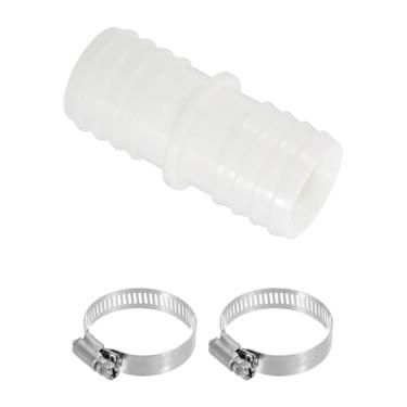 Imagem de PATIKIL Conectores de mangueira de drenagem para máquina de lavar, adaptador de mangueira de drenagem de máquina de lavar louça, conector de tubo dividido de extremidade dupla com 2 braçadeiras para