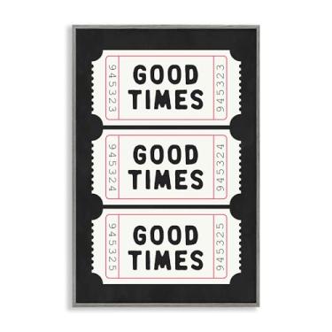Imagem de Stupell Industries Good Times Tickets em arte giclée emoldurada cinza preta, design por Lettered and Lined, 18 x 12