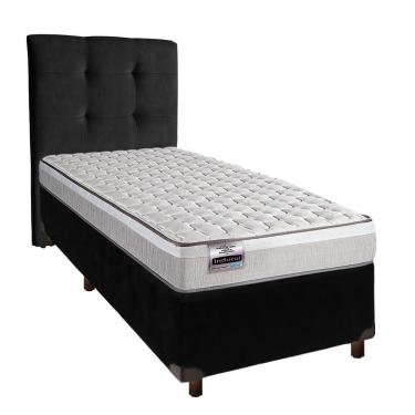 Imagem de Cama + Box Preto E Colchão Molas Ensacadas Solteiro - Hanover Inducol + Cabeceira