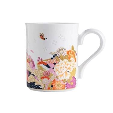 Imagem de GRFIT Caneca 350 ml Jiangxi Jingdezhen copo de cerâmica pintado à mão caneca de flor requintada xícara de café com porta-copos e colher caneca de café