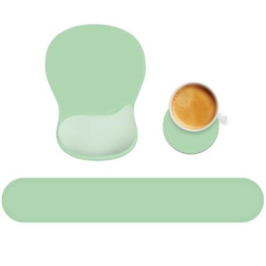 Imagem de Mouse pad de 3 peças com suporte de pulso, teclado ergonômico de gel descanso de pulso e mousepad com suporte de pulso, base de silicone antiderrapante, digitação fácil, alívio da dor, conforto para