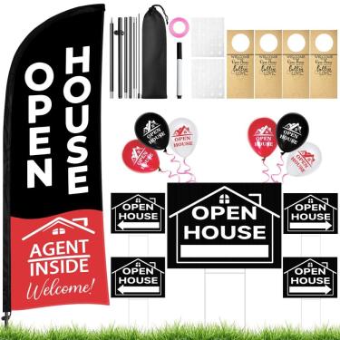 Imagem de Kit de letreiros Open House Jsngbse 44 unidades com bandeira 232x165 cm e mais