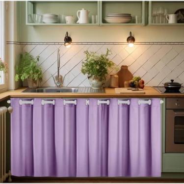 Imagem de Kit Cortina para Pia de Cozinha PVC Blackout 2,80 x 0,80 Impermeável F