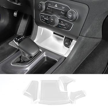 Imagem de Voodonala Para consoles centrais de carregador, painel de acabamento de compartimento de câmbio de marchas para Dodge Charger 2011-2025+, acessórios interiores, ABS branco 4 peças