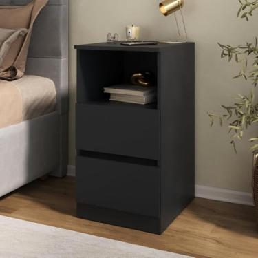 Imagem de Mesa de Cabeceira 38,5cm com 2 Gavetas Multimóveis Mp4395 Preto