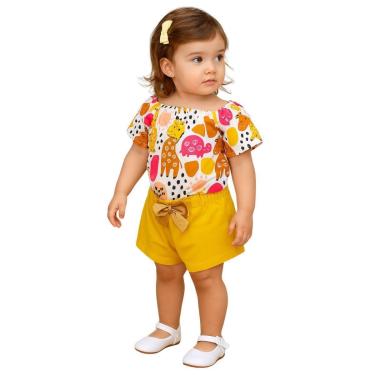 Imagem de Conjunto Bebê Infantil Menina Blusa e Shorts Algodão Kyly-Feminino
