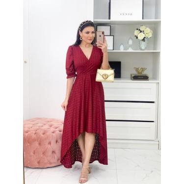 Imagem de Vestido Mullet Evangélico Moda Feminina Longo Bordô - Style Vision Air